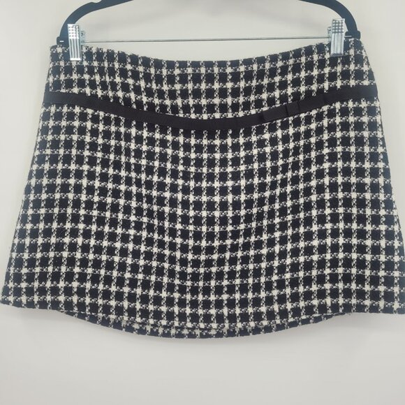 Xhilaration Mini Skirt Black White Tweed Houndstooth A-line - Picture 1 of 6